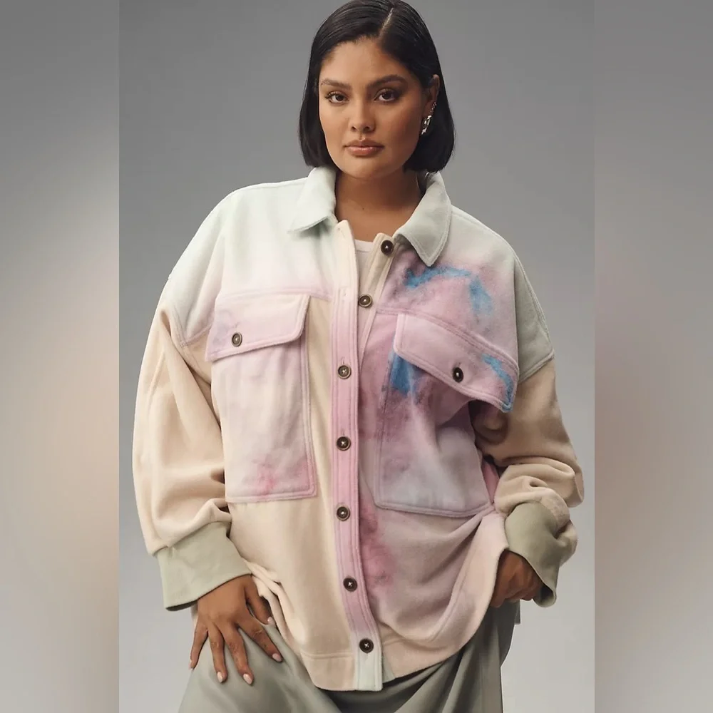 NWT! Anthro Pilcro Cotton Microfleece Button-Front Jacket - Medium Petite - Picture 5 of 8